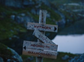 close-up of a signpost in mountain area